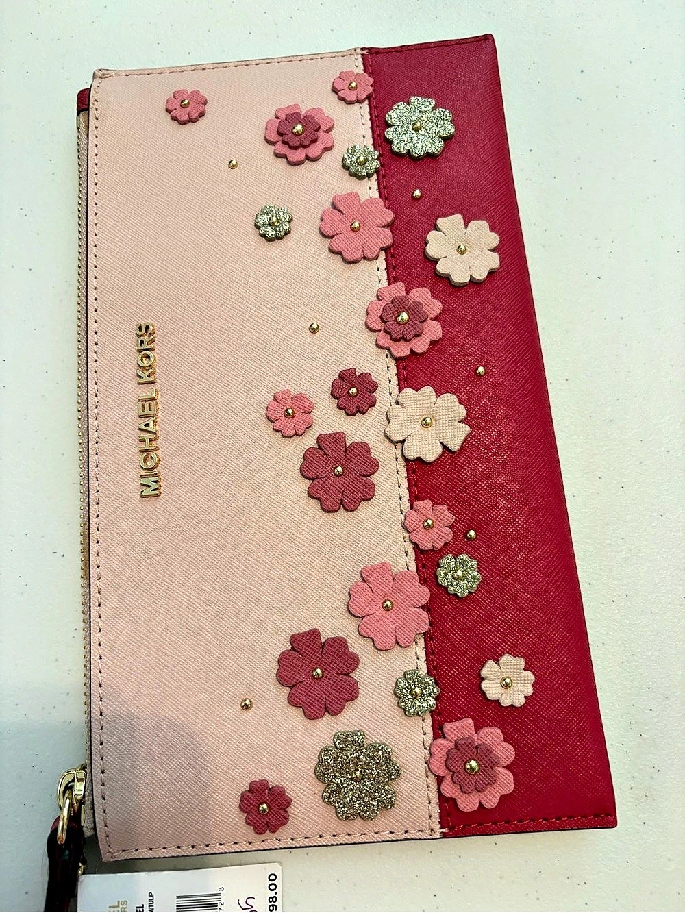 MICHAEL KORS Adele Floral Appliquรฉ Leather Smartphone Wallet